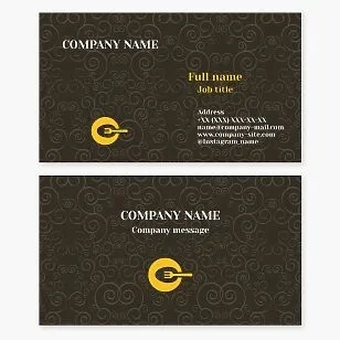 Business card template. Cafe, restaurant. Spoon, fork. Letter C.