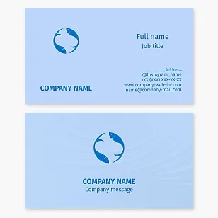Blue Fish Logo Business Card Template. Wholesale and retail supply of fish and seafood.