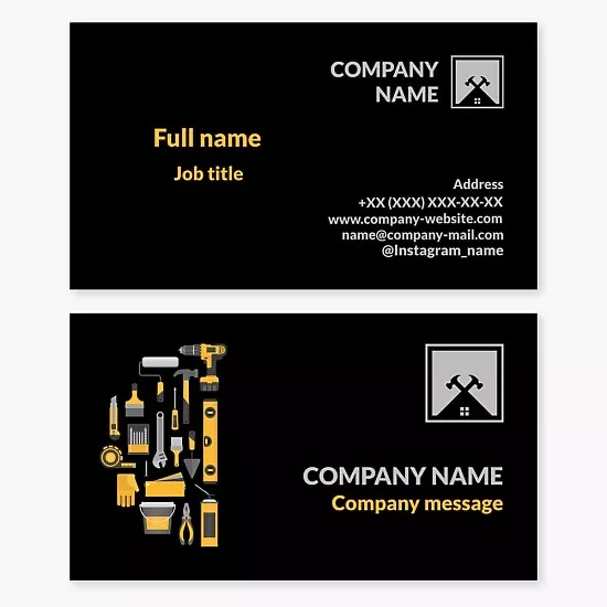 Business card template Construction tools, home renovation