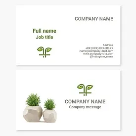 Business card template. Decorative plants for home and office.