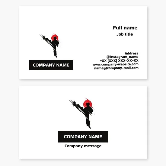 Karate business card template. Japanese martial art.