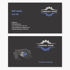Business card template for an engineering company, mechanical engineer, mechanical engineering designer.