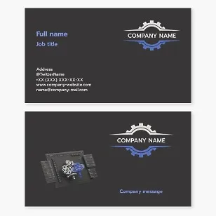Business card template for an engineering company, mechanical engineer, mechanical engineering designer.