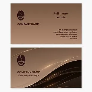 Business card template. Coffee bean, coffee, cafe, cup, steam.