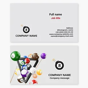 8 Ball Bomb Logo Billiards Business Card Template. Billiards Club.