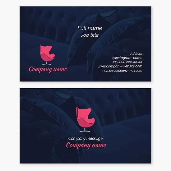 Business card template Armchair, upholstered furniture