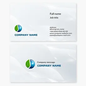 Water drop and plant leaf business card template.