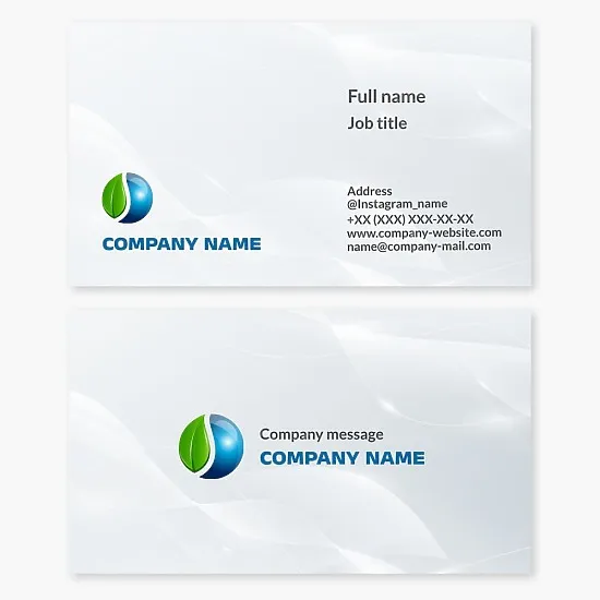 Water drop and plant leaf business card template.