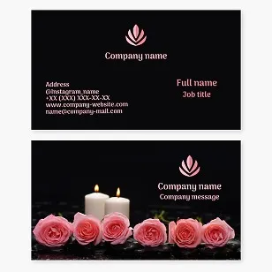 Business card template “Spa center. Candles and roses."