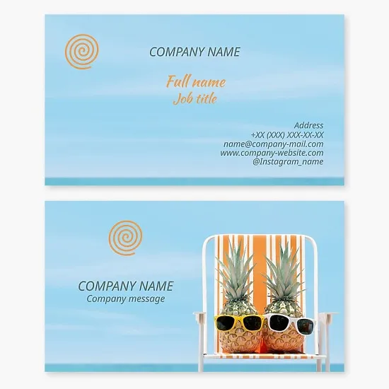 Business card template. Stylized sun. Travel agency.