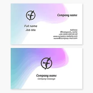 Business card template with Flying Bird logo. Symbol of freedom, transformation, spiritual flight.