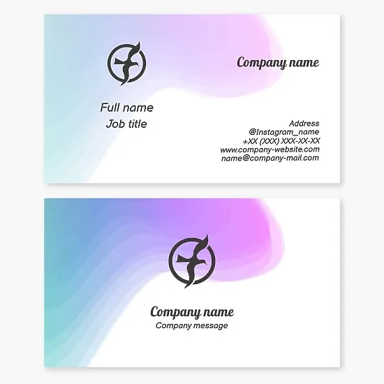Business card template with Flying Bird logo. Symbol of freedom, transformation, spiritual flight.