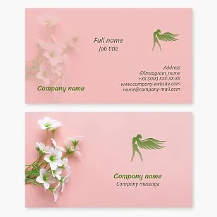 Woman Angel | Dancing Angel | Flower | Business card template for a beauty salon or dance studio.