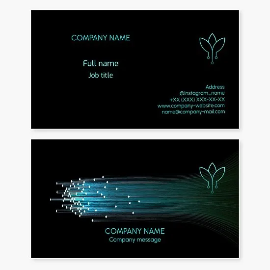 Flower Tech Business Card Template. Electronic Products, Boards and Components. Fiber Optic Cable.