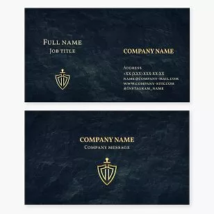 Shield with Sword Logo Rock Texture Business Card Template