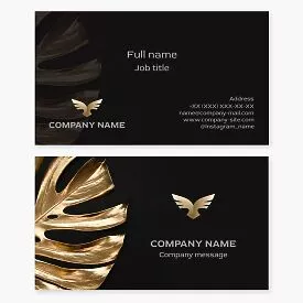 Golden Leaf | Black Business Card Template