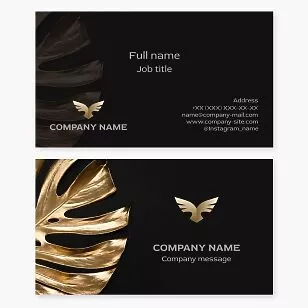 Golden Leaf | Black Business Card Template