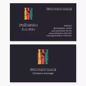 Yellow Red Green Logo with Palm Trees Business Card Template