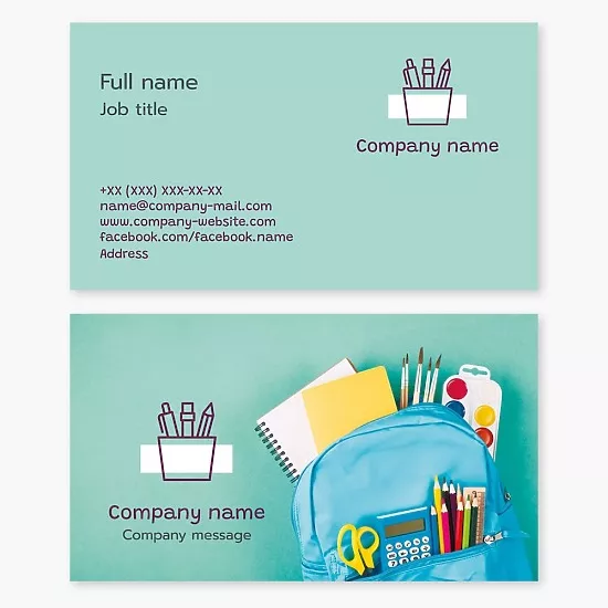 Business card template Stationery kits and school supplies, School Supplies