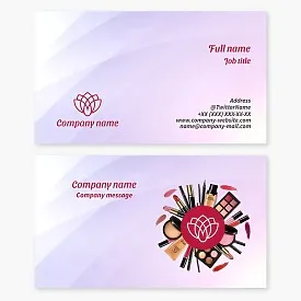 Makeup business card template. Tools and materials for makeup.
