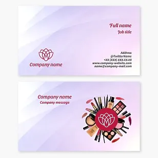Makeup business card template. Tools and materials for makeup.