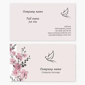 Flowers, bird, dove | Symbol of peace, purity, love, hope | Business card template