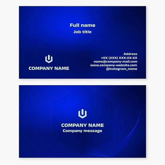 Business card template. Abstract. Start button. Commissioning. Letter U.