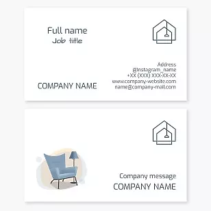 Interior items. Business card template