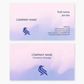 Business card template with abstract bird logo. Symbol of freedom, connection with heaven, hope, well-being.