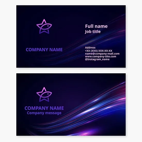Business card template. Success, leadership, nautical theme. Astrology and esotericism. Marine talent show. Swimming pool complex. Water sports team.
