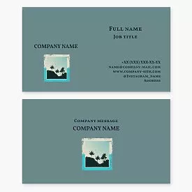 Business card template. Abstract, palm trees.