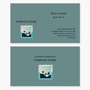 Business card template. Abstract, palm trees.