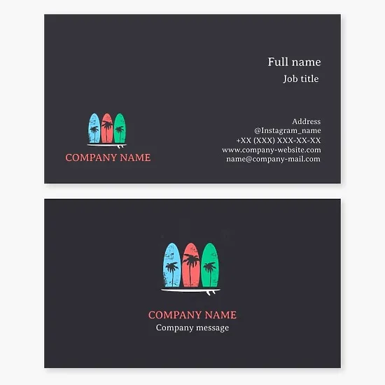 Surfboard Business Card Template