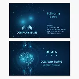 Business card template. Abstract. Marketing campaign. Intellectual property agency. Letter M.