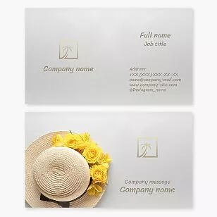 Straw Hat & Flowers Business Card Template