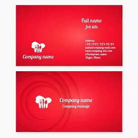 Business card template. Restaurant. Chef, cook, spoon, fork, knife. Chef's hat.