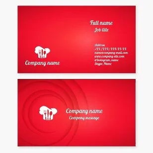 Business card template. Restaurant. Chef, cook, spoon, fork, knife. Chef's hat.