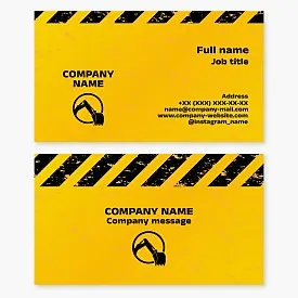 Business card template. Excavator services. Letter O.