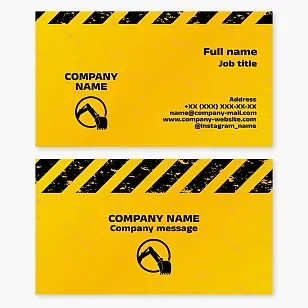 Business card template. Excavator services. Letter O.