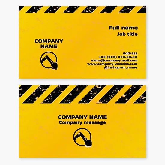 Business card template. Excavator services. Letter O.