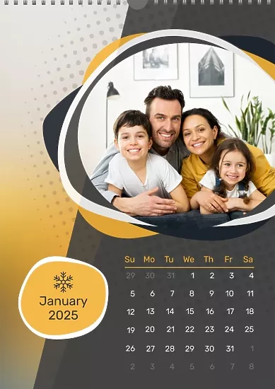 Calendar template in colors of photos Happy family