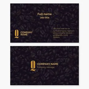 Business card template. Coffee bean, cafe, letter Q.