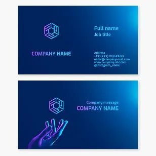 Business card template. Microchips, networks. Networking, modular systems and solutions. Modern microprocessor technologies.