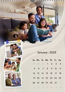 Calendar template Cheerful family with their square photos