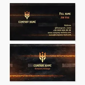 Business card template. Foundry, laser processing, spartan, trident. Soldering. Welding. Letter W.