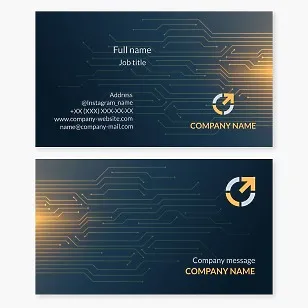 Business card template. Printed circuit board design technology and repair. Microengineering. Microelectronics.
