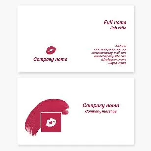 Business card template. Lips, heart. Lip shape and volume modifications. Contour plastic surgery, Botox. Cheiloplasty.
