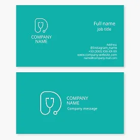 Medicine business card template. Letter D.