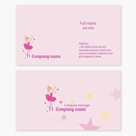 Business card template. Children's fairy. Children's ballet studio.