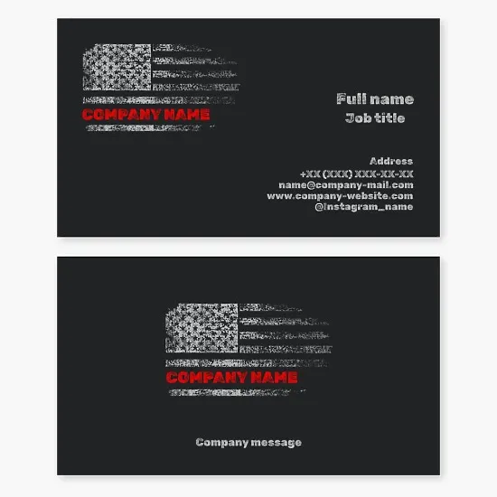 Business card template in a brutalist grunge style. US flag. Patriotism.